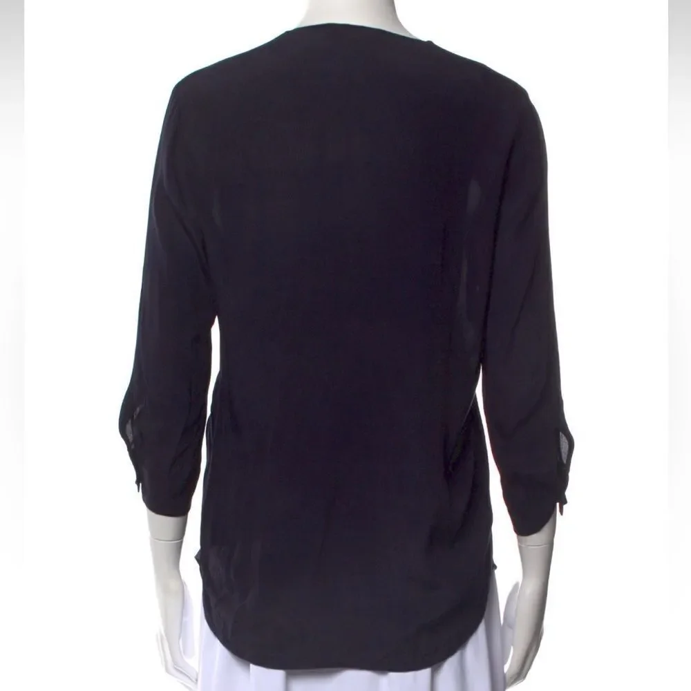 SANDRO Printed Silk Blouse Size M - Picture 3 of 7